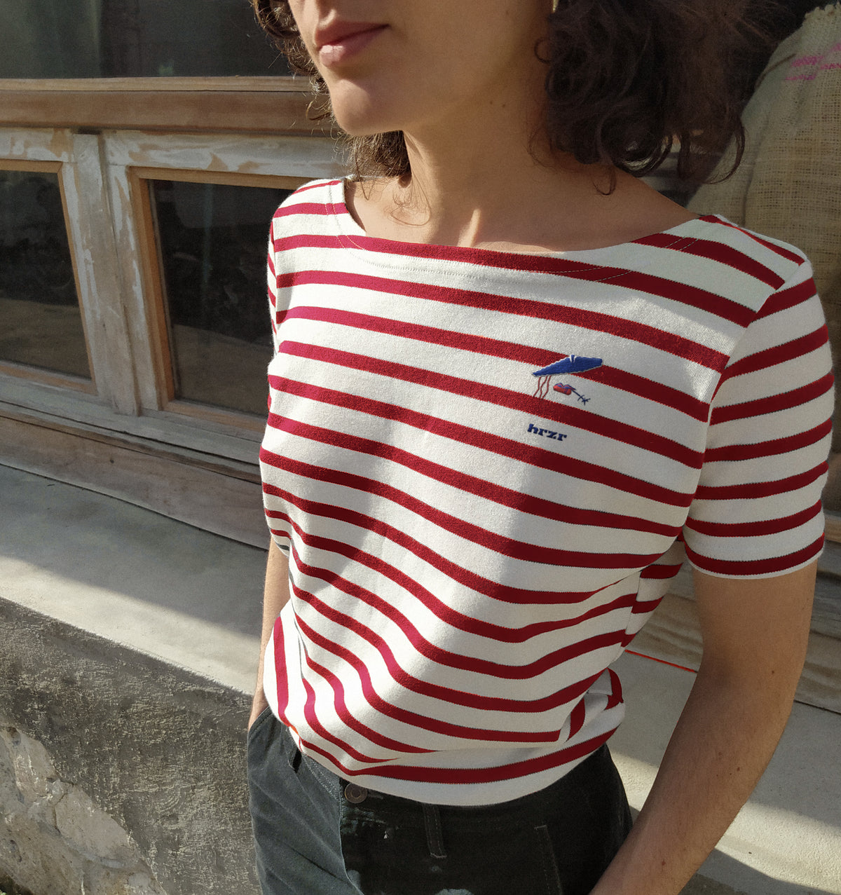 Marinière Femme brodée - Maille interlock